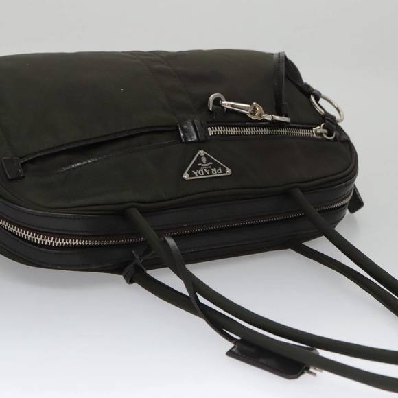 PRADA Hand Bag Nylon Khaki Silver Auth 103571 - Picture 6 of 16